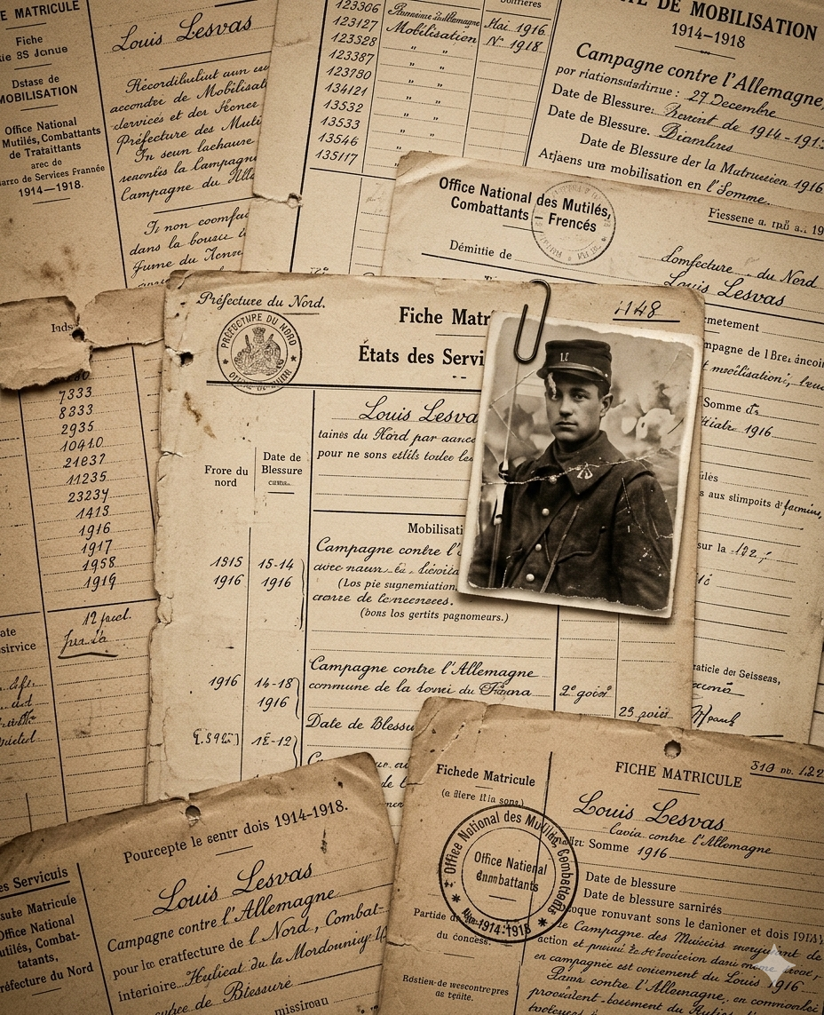 Fiche matricule militaire de Louis Lesvas